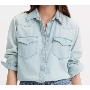 Levi's Women's Pearl Snap Cotton Denim Shirt Size XXL -  NWT